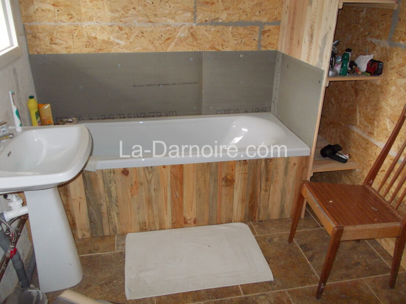 Tile backing boards and pallet wood bath surround